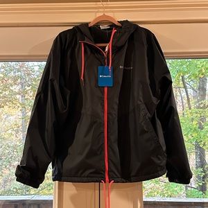 Columbia May Valley Fleece Lined XXL Windbreaker. Black/Charcoal/Pink trim.  NWT